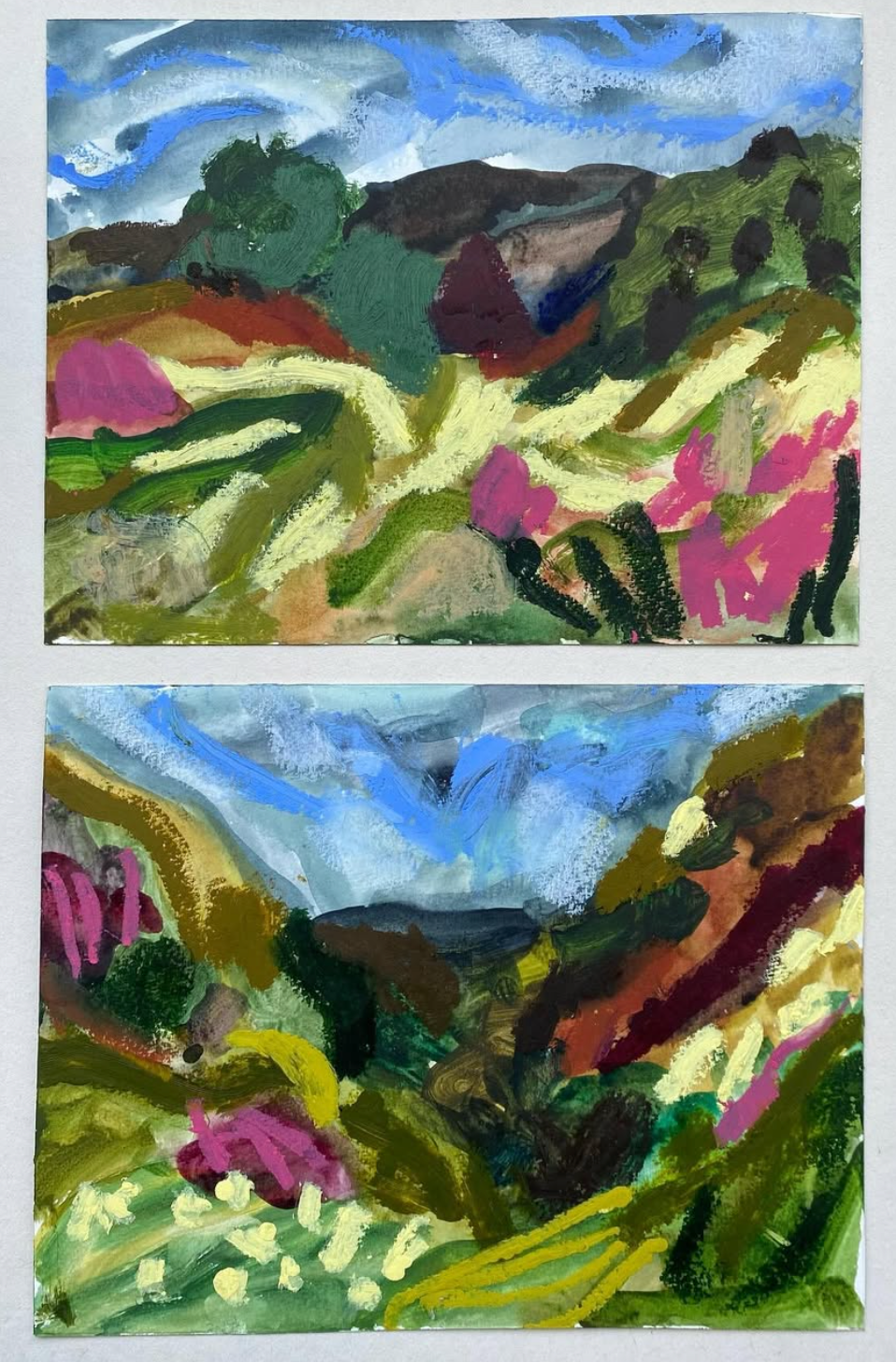 Oil pastels and gouache painting with Rachael Cocker, 11th June 2024