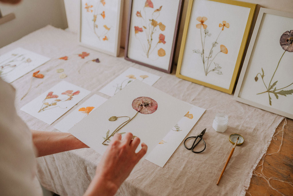Flower pressing and making Botanical Artworks