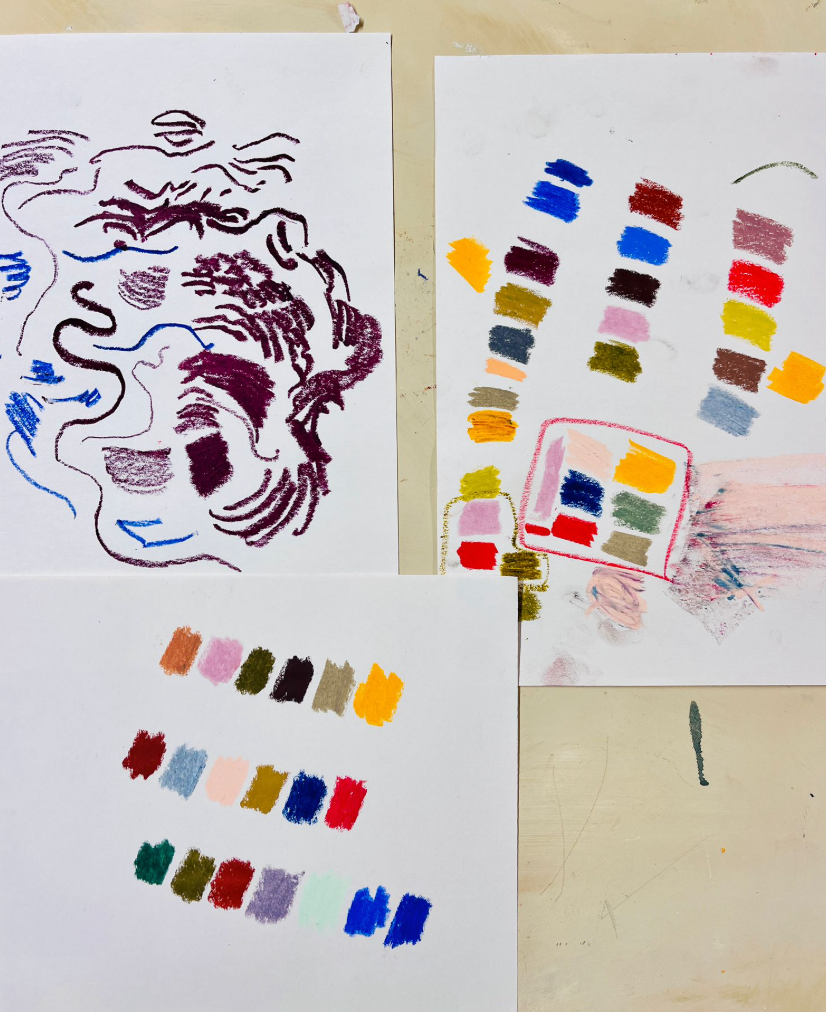 Fish and sea shell oil pastel drawing with Holly Brown, 11th November 2025