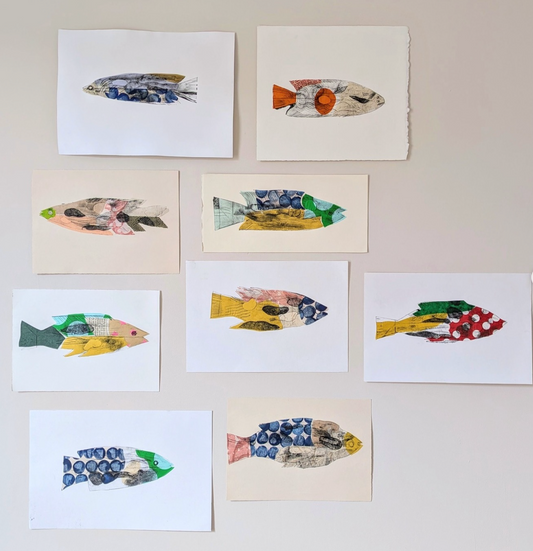 Fish Tetrapak printing and collage class with Stephen Fowler, 5th May 2026