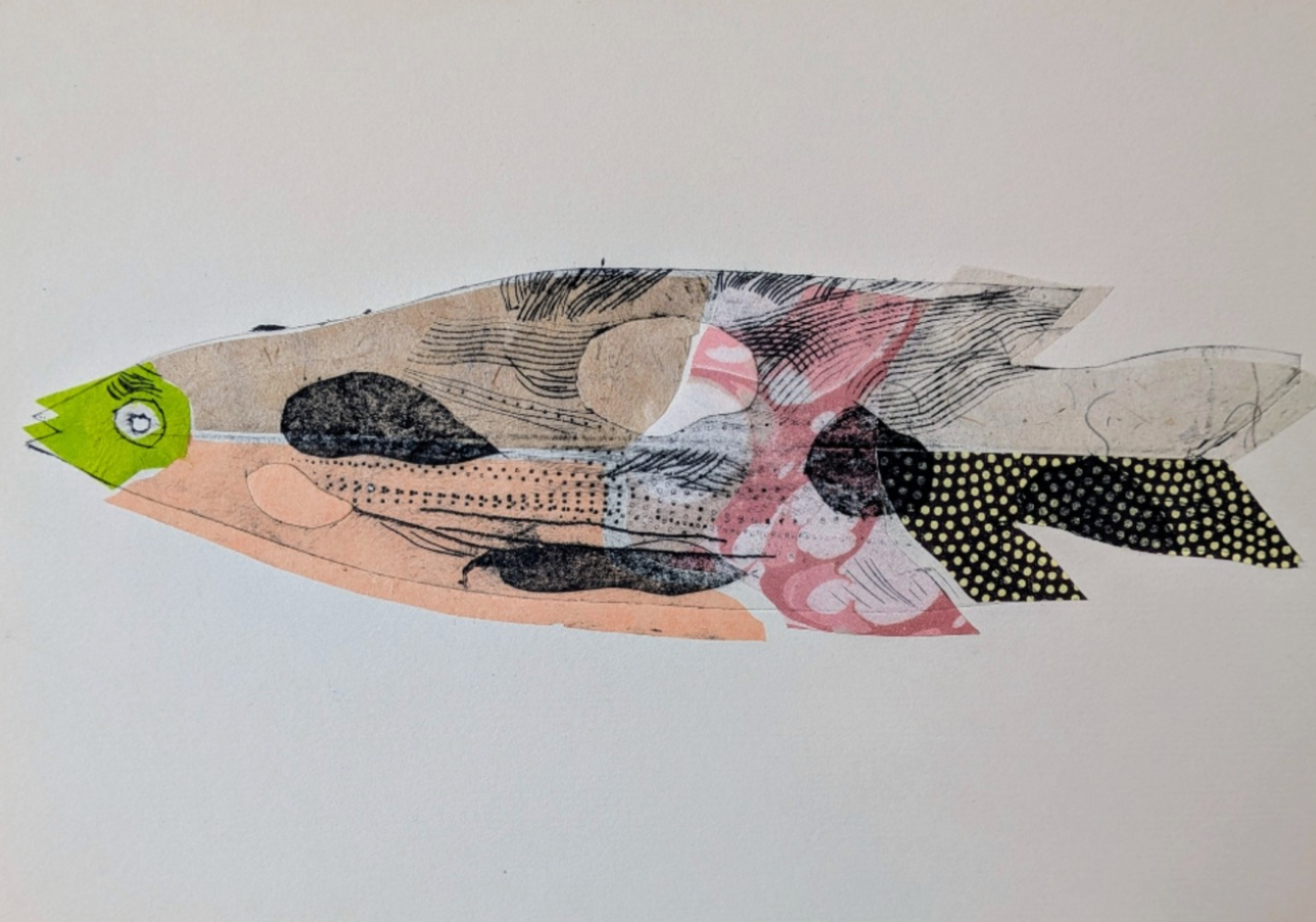 Fish Tetrapak printing and collage with Stephen Fowler, 5th May 2026