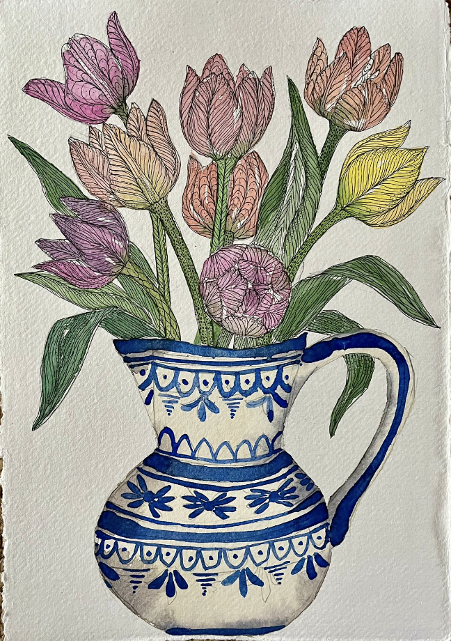 Water colour, pencils and fineliners with Polly Mabel Illustration, 26th Mar 2024