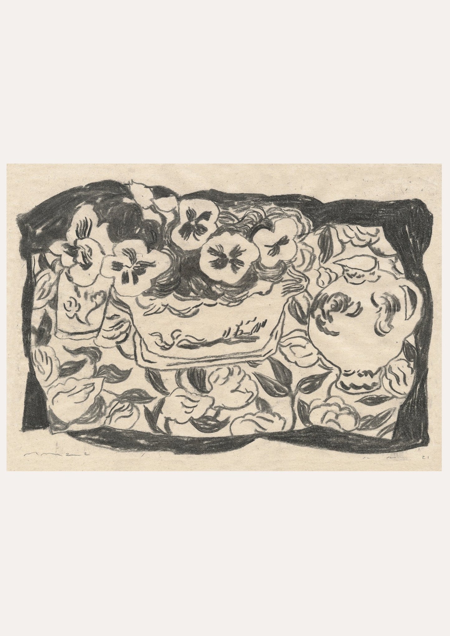 Still life with pansies by Molly Martin, A4