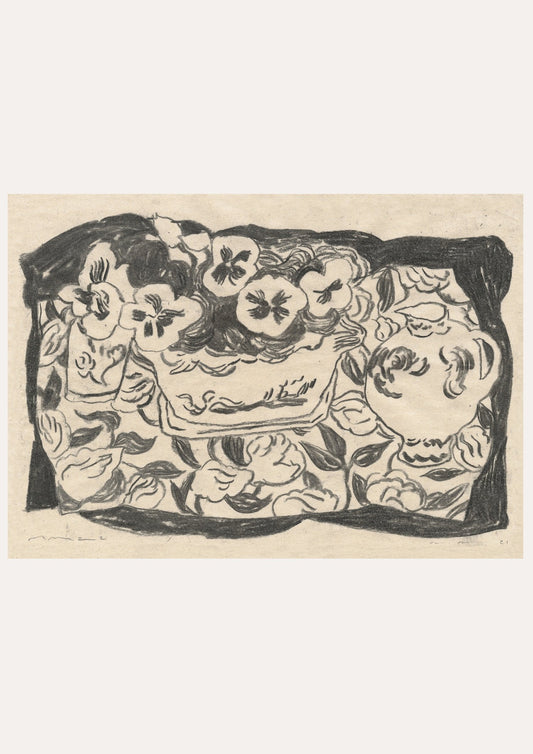 Still life with pansies by Molly Martin, A4